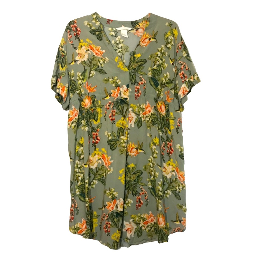 H&M Maternity tunic tropical mini dress hummingbirds
